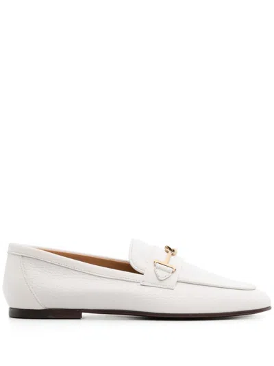 TOD'S WHITE LEATHER LOAFERS