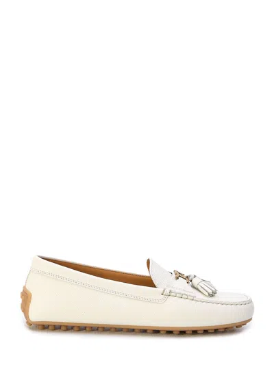 Tod's White Leather Loafers For Women