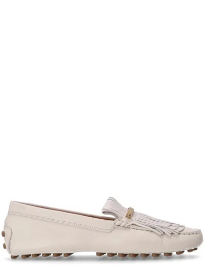 Tod's White Leather Loafers In Neutral