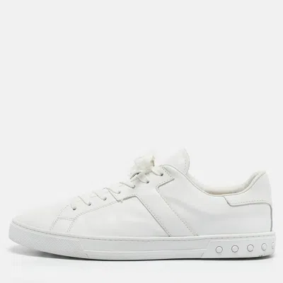 Pre-owned Tod's White Leather Low Top Lace Up Sneakers Size 45.5