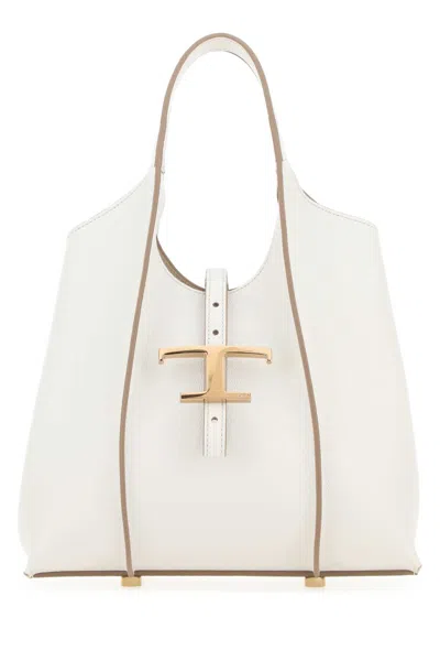 Tod's White Leather Micro Handbag In Blue