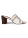 Tod's Perforated Block Heel Sandals In White