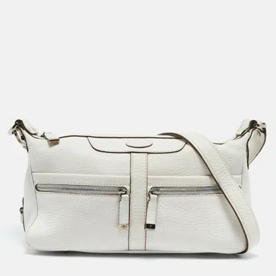 Pre-owned Tod's White Leather Zip Pocket Shoulder Bag