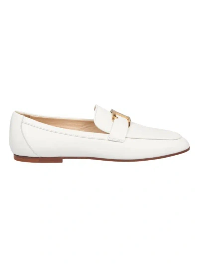 Tod's White Moccasin In Smooth Leather