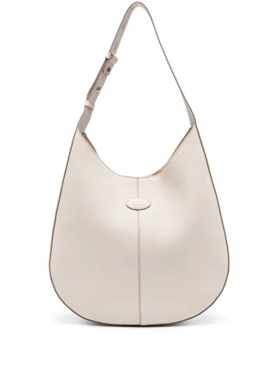 Tod's White Pebbled Leather Handbag For Women In Neutral