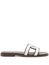 Tod's Logo Strap Slide Sandals In White