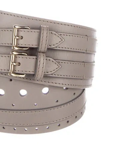Pre-owned Tod's Wide Leather Belt In Gray