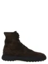 Tod's Striped Suede Ankle Boots With Chunky Rubber Sole For Men In Brown