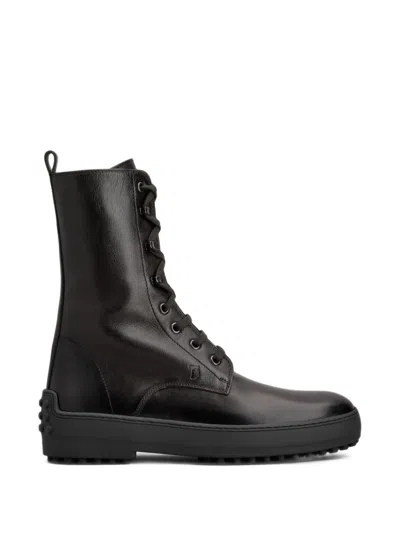 Tod's Winter Gommino Ankle Boots In Leather In Animal Print