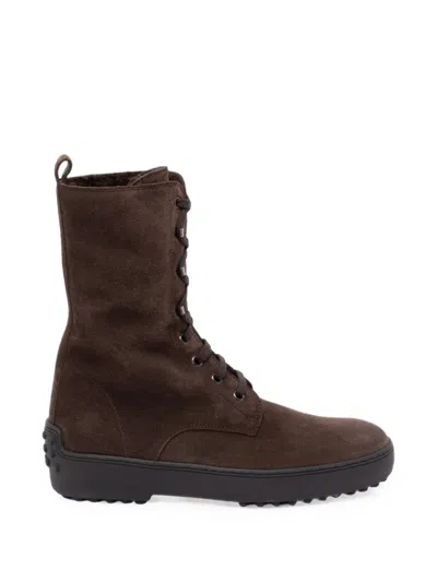 Tod's Winter Gommino Ankle Boots In Suede In Brown