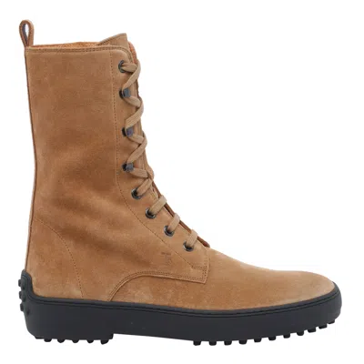 Tod's Suede Ankle Boots Featuring Pull Tab In Brown