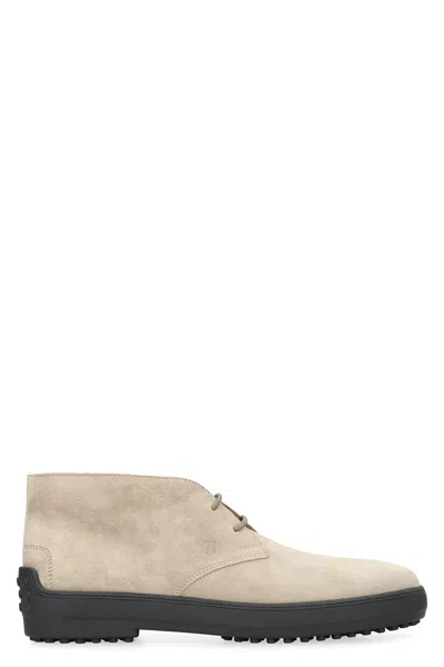 Tod's Winter Gommino Suede Ankle Boots In Neutral