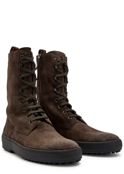 Tod's Tods Winter Gommino Suede Boots In Brown