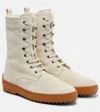 Tod's Winter Gommino Suede Lace-up Boots In White