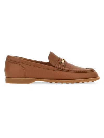 Tod's Women's Leather Loafer Flats In Brown