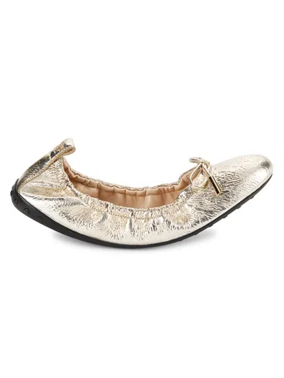 Tod's Women's Ball Leather Bow Ballet Flats In Gold