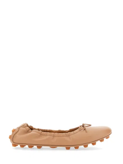 Tod's Tod`s Women's Ballerina Bubble Flats With Maxi Rubber Lugs In Brown