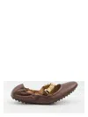 Tod's 'dee' Brown Ballerinas With Decorative Rings On The Front In Leather Woman In Brown