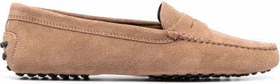 TOD'S WOMEN'S BEIGE SUEDE GOMMINO LOAFERS