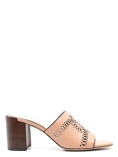Tod's Women's Block Heel Slip On Sandals In M033 Rosa Primer