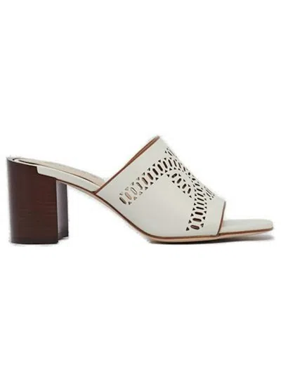 TOD'S WOMEN'S BLOCK HEEL SLIP ON SANDALS