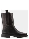 Tod's Refined Black Leather Ankle Boots With Block Heel In Black