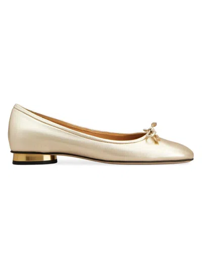 Tod's Women's Bow Leather Ballerina Flats In Gold