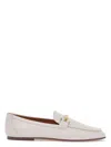 Tod's Mocassini In Pelle Con Barretta Logo In Metallo In White