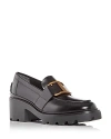 Tod's Shiny Leather Logo Buckle Chunky Loafers In Black