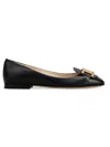TOD'S WOMEN'S CHAIN-EMBELLISHED LEATHER BALLERINA FLATS
