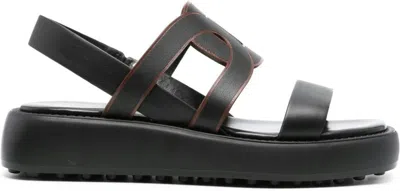 Tod's Cut Out-logo Sandals In Black