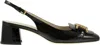 Tod's 'kate' Black Slingback Pumps With Chain Detail In Patent Leather Woiman In Black