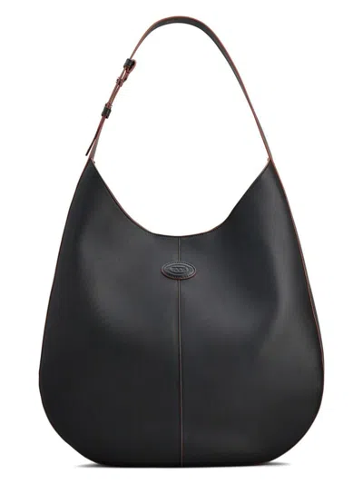 Tod's Di Bag Medium Leather Hobo Bag In Black