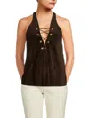 Tod's Women's Drawstring Suede Sleeveless Top In Chocolate