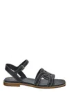 Tod's Tods Flat Sandals In Black Leather In B999 Noir