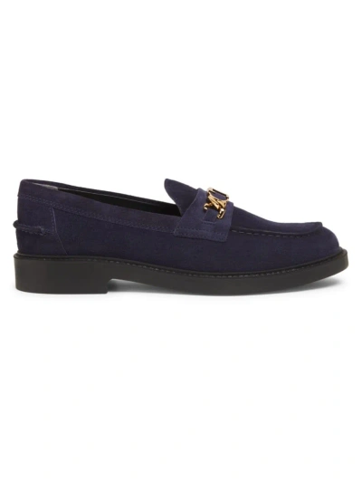 Tod's Women's Gomma Basso Chain-embellished Suede Loafers In Galassia Scuro