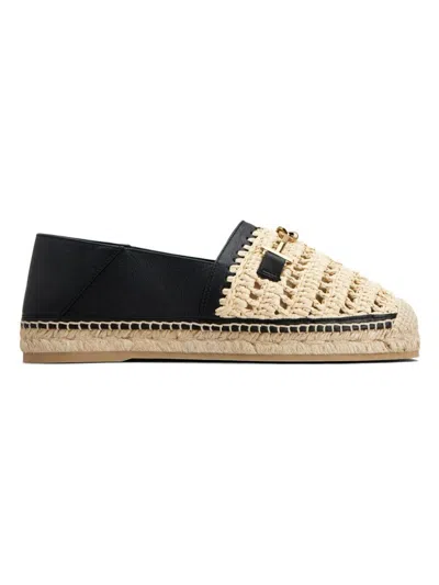 Tod's Women's Gomma Rafia 08l Intreccio T Ring In Beige,black