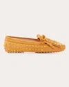 Tod's Fringed Studded Suede Loafers In Yellow