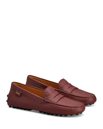Tod's Gommino Textured-leather Loafers In Red