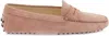Tod's City Rubber Suede Leather Loafers In Pink & Purple