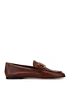 Tod's Leather Chain Slip-on Loafers In Brown Leather