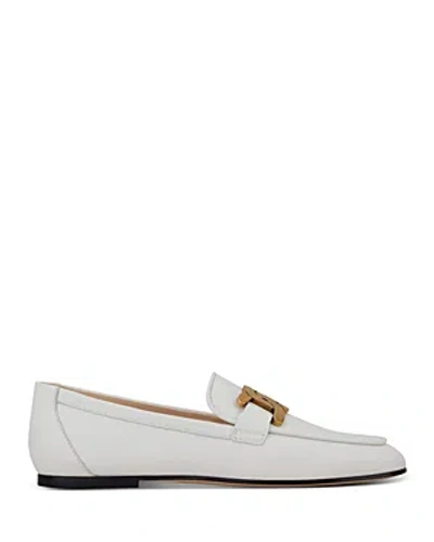 Tod's Kate Embellished Leather Loafers In White