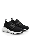Tod's Leather-trimmed Stretch-knit Slip-on Sneakers In Black