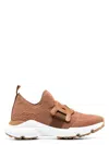 Tod's Leather-trimmed Knit Sneakers In Camel