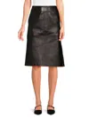 Tod's Women's Leather A Line Skirt In Black