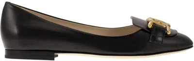 TOD'S WOMEN'S LEATHER BALLERINA WITH ACCESSORY