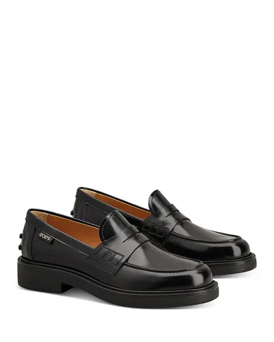 Tod's Women's Leather Loafer Flats In Black