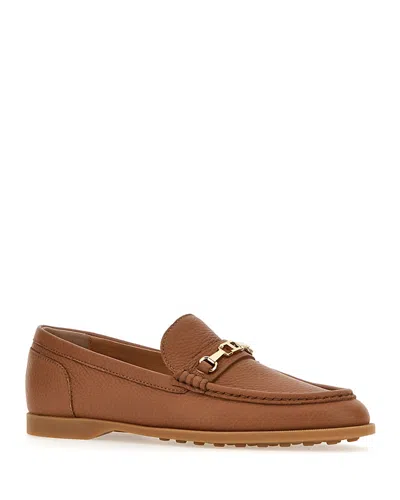 Tod's Women's Leather Loafer Flats In Brown