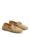 Tod's Gommino Leather-trimmed Suede Loafers In Light Beige