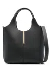 Tod's Leather Mini Tote With Branded Metal Bar Accessory Bags In Black